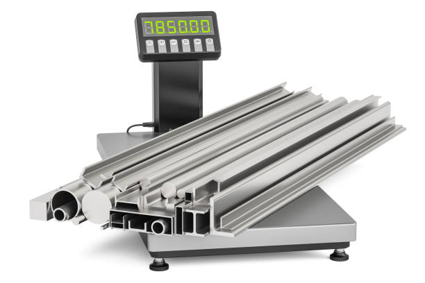 Rolled metal products on industrial scales, 3D rendering